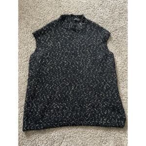 Raoul Mohair Chunky Knit Black Metallic Gold Sweater Vest Women's Sz S